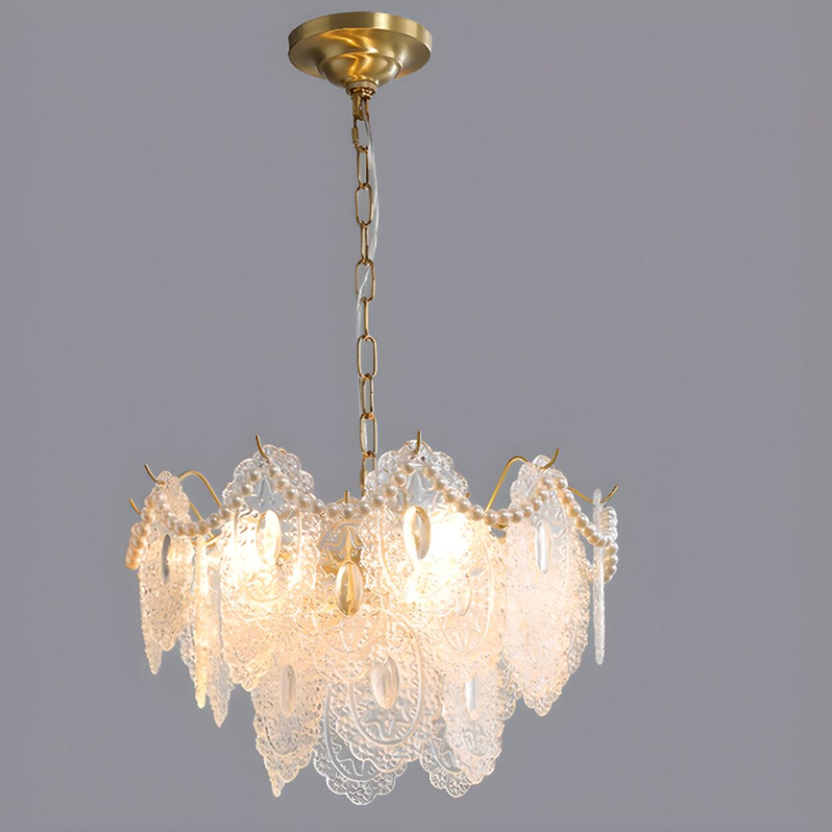 3 Tiers Clear Glass Pendant Chandelier Adjustable Height Image - 13