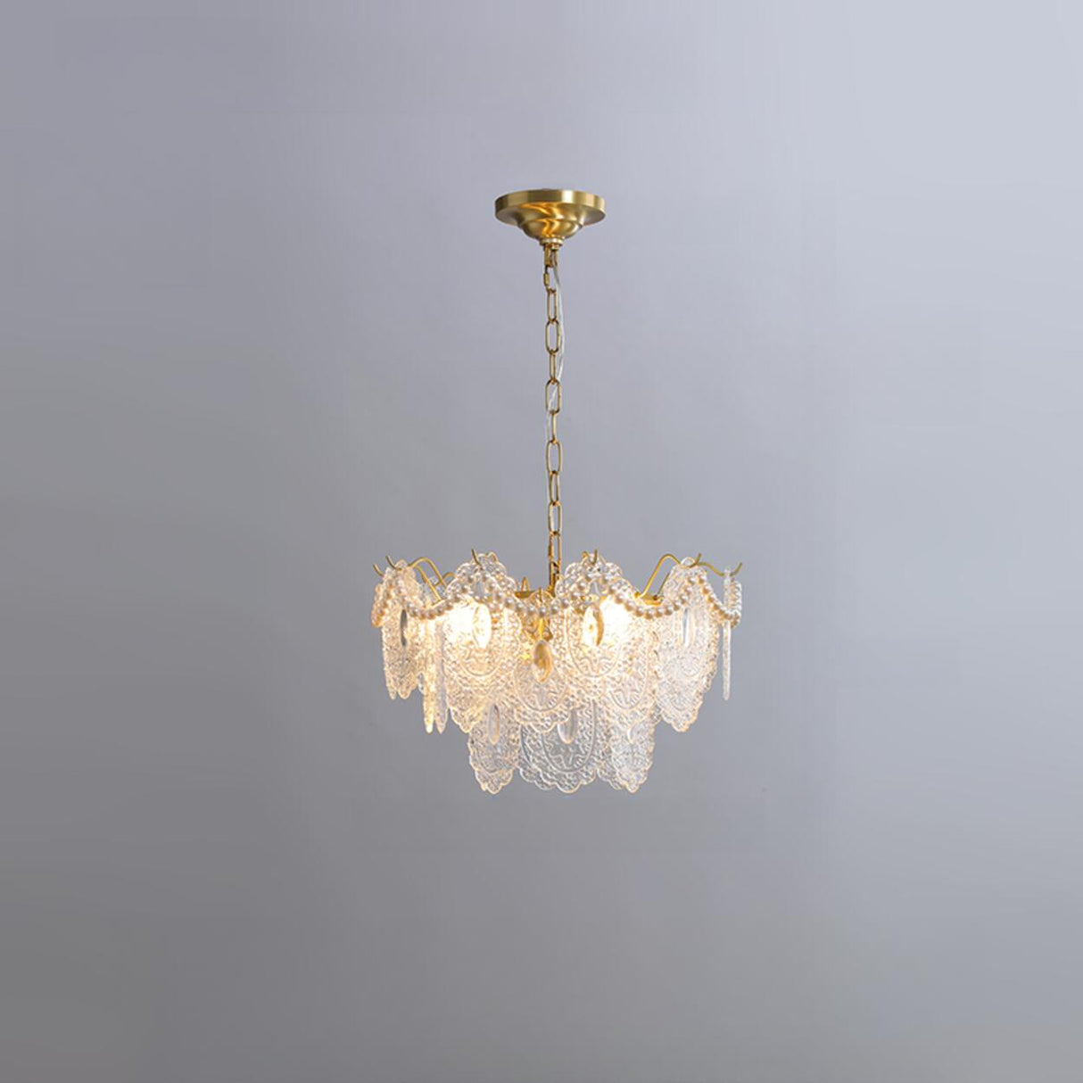 3 Tiers Clear Glass Pendant Chandelier Adjustable Height Image - 3