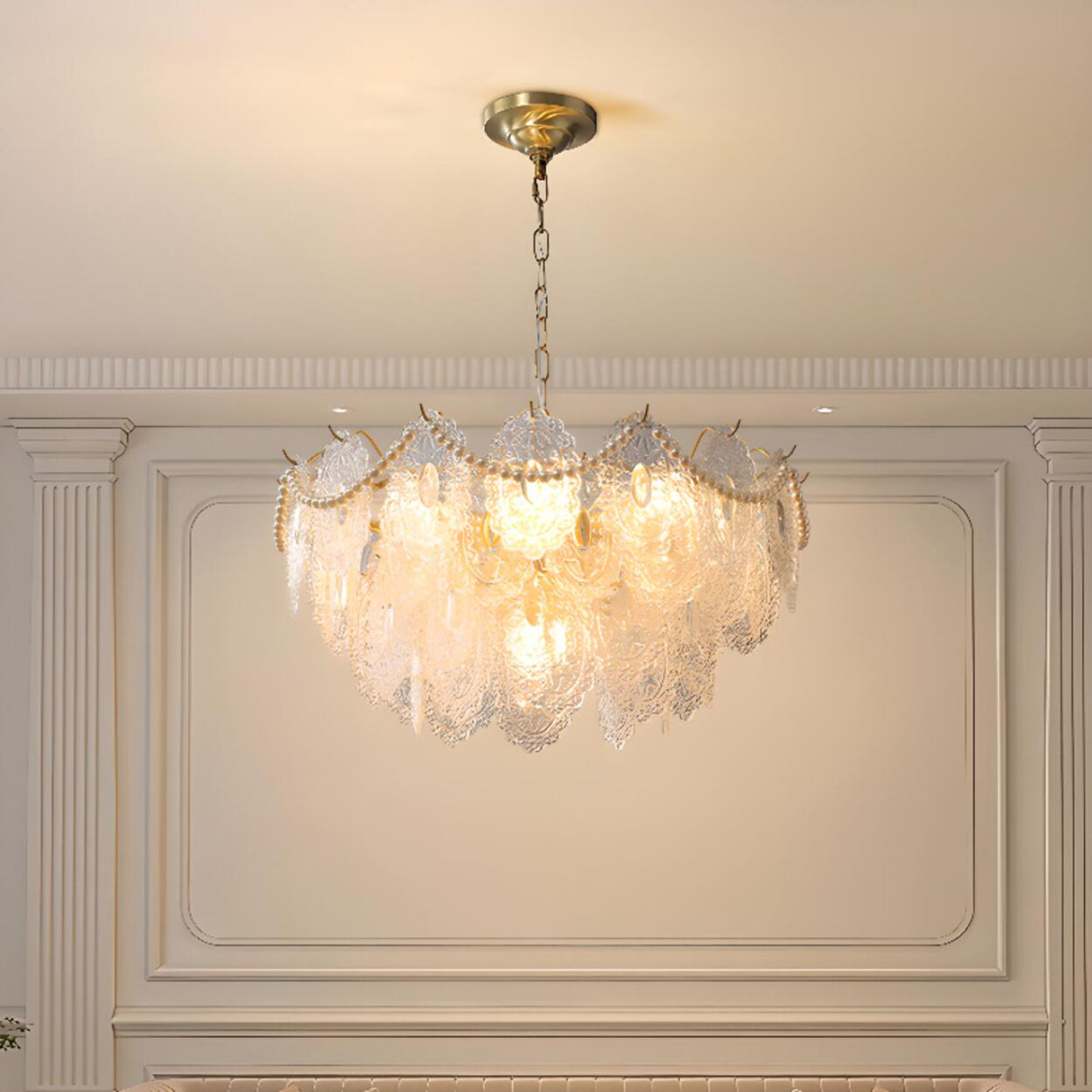 3 Tiers Clear Glass Pendant Chandelier Adjustable Height Image - 4