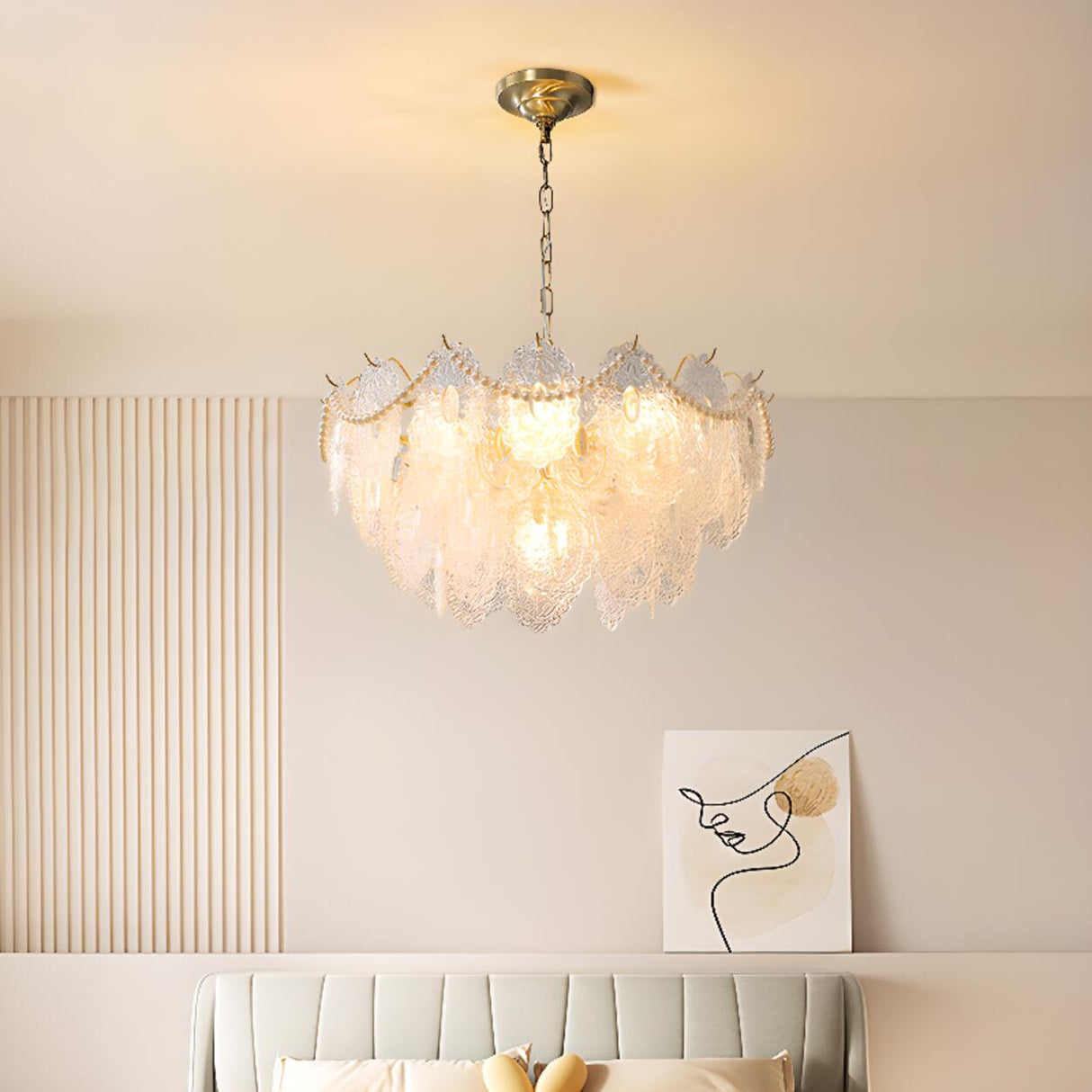 3 Tiers Clear Glass Pendant Chandelier Adjustable Height Image - 6