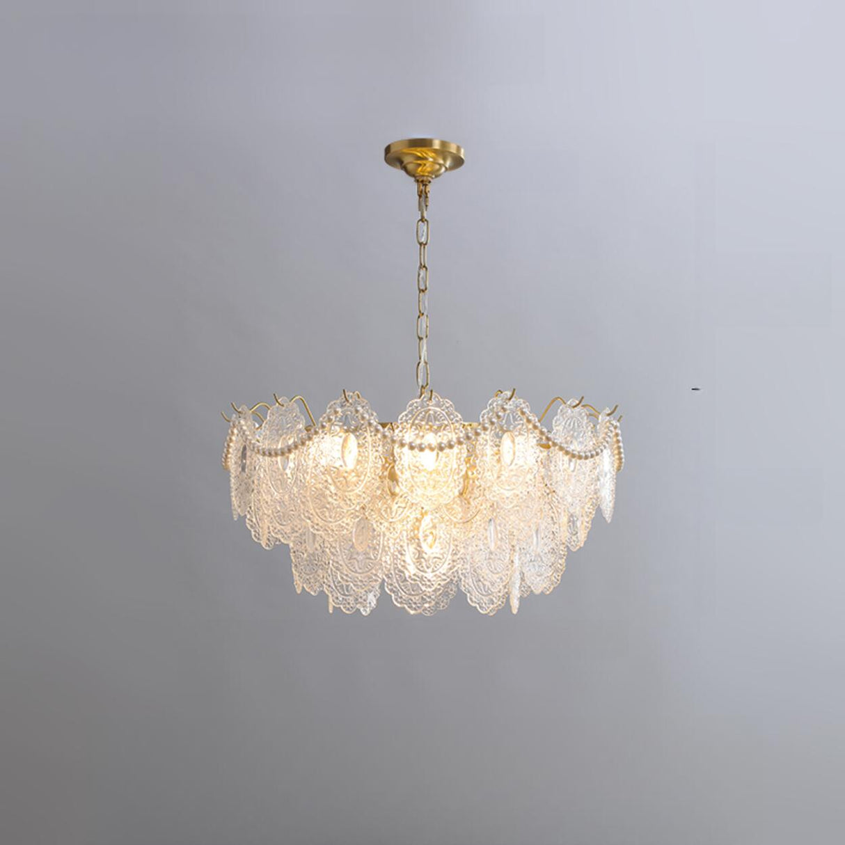 3 Tiers Clear Glass Pendant Chandelier Adjustable Height Image - 7