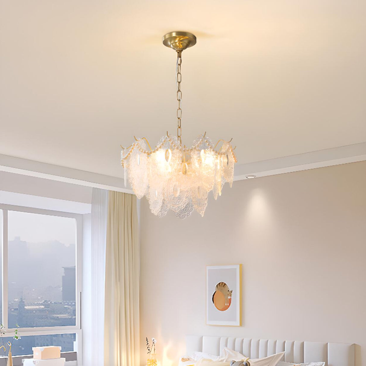 3 Tiers Clear Glass Pendant Chandelier Adjustable Height Image - 8