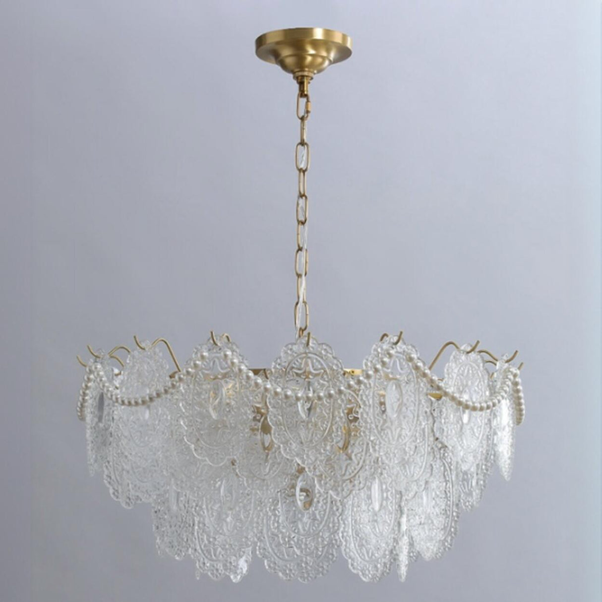 3 Tiers Clear Glass Pendant Chandelier Adjustable Height Image - 9