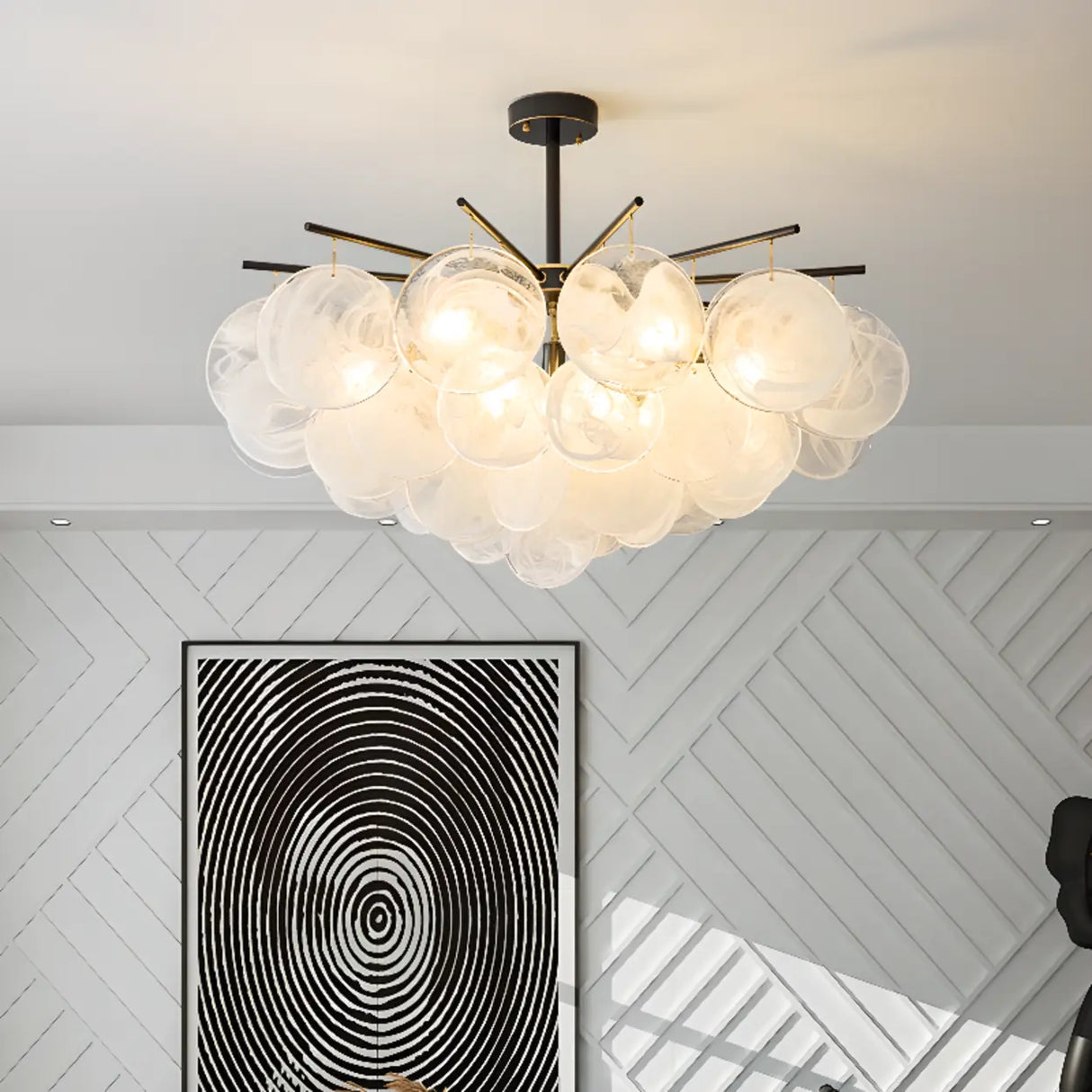 3 Tiers Round Clear Glass Shades Pendant Light Image - 1