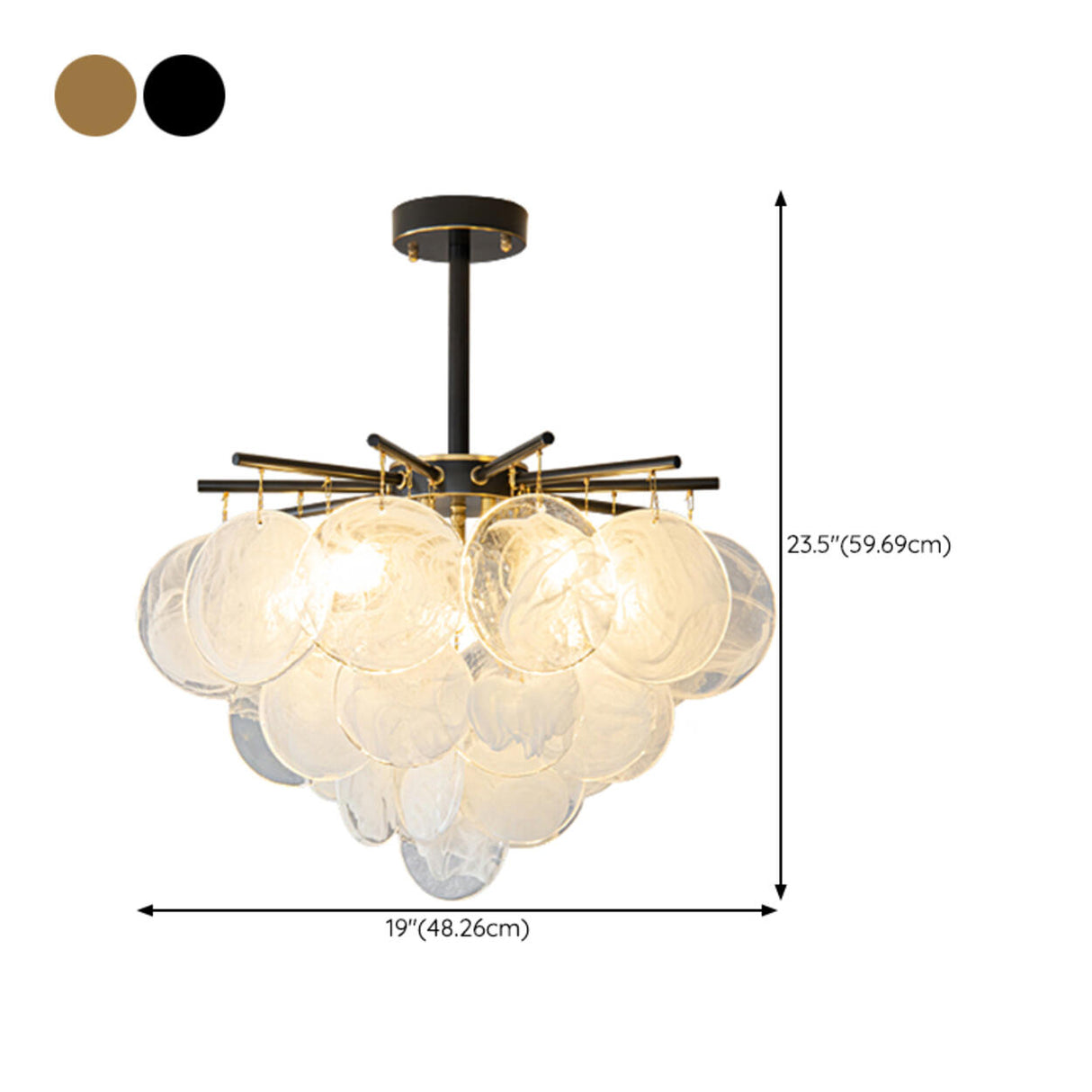 3 Tiers Round Clear Glass Shades Pendant Light