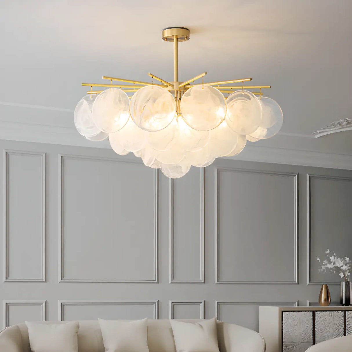 3 Tiers Round Clear Glass Shades Pendant Light Image - 2