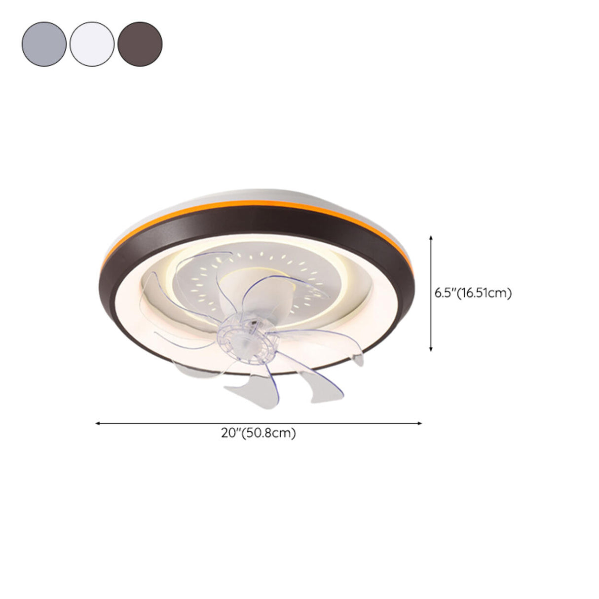 360° Rotating White Remote Round Ceiling Fan Light