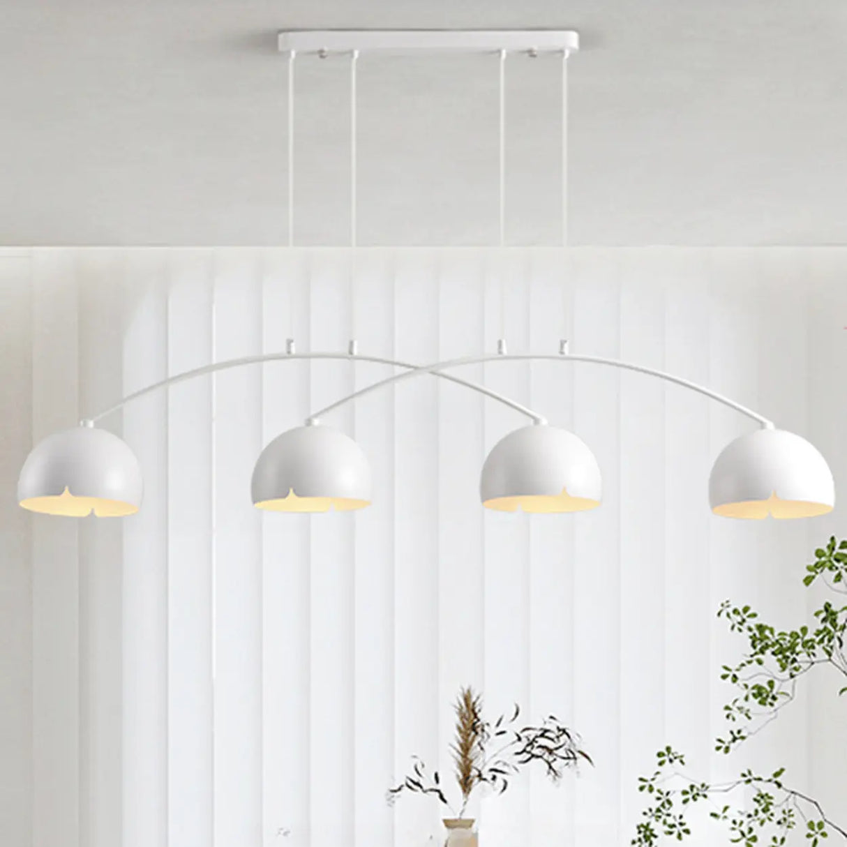 4-Light Arched and Dome White Island Pendant Light Image - 1
