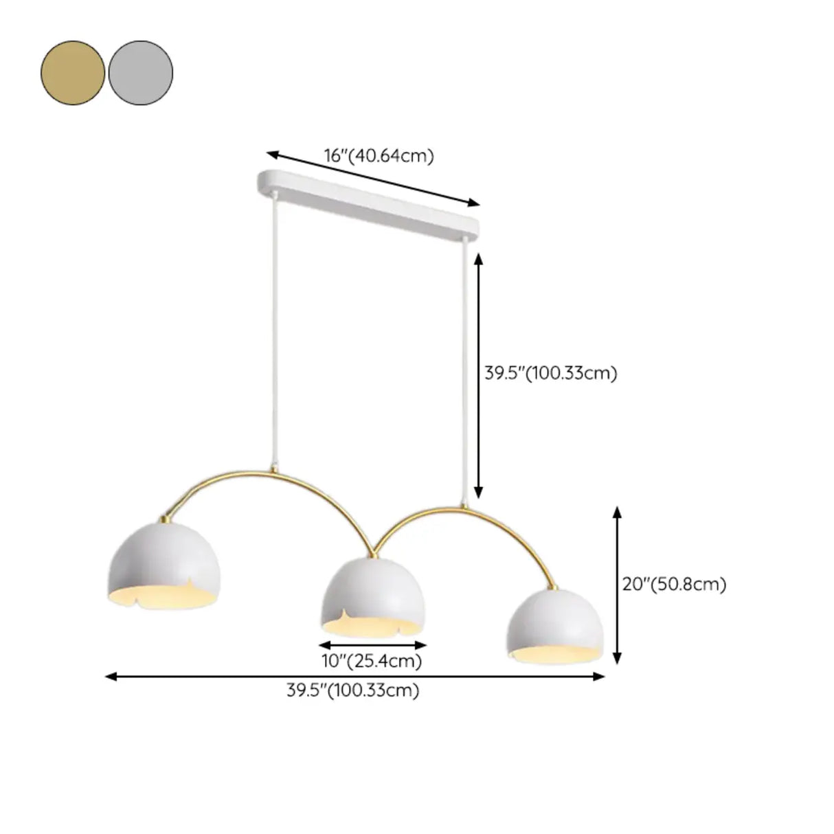 4-Light Arched and Dome White Island Pendant Light