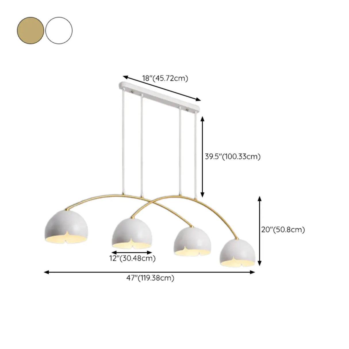 4-Light Arched and Dome White Island Pendant Light Image - 16