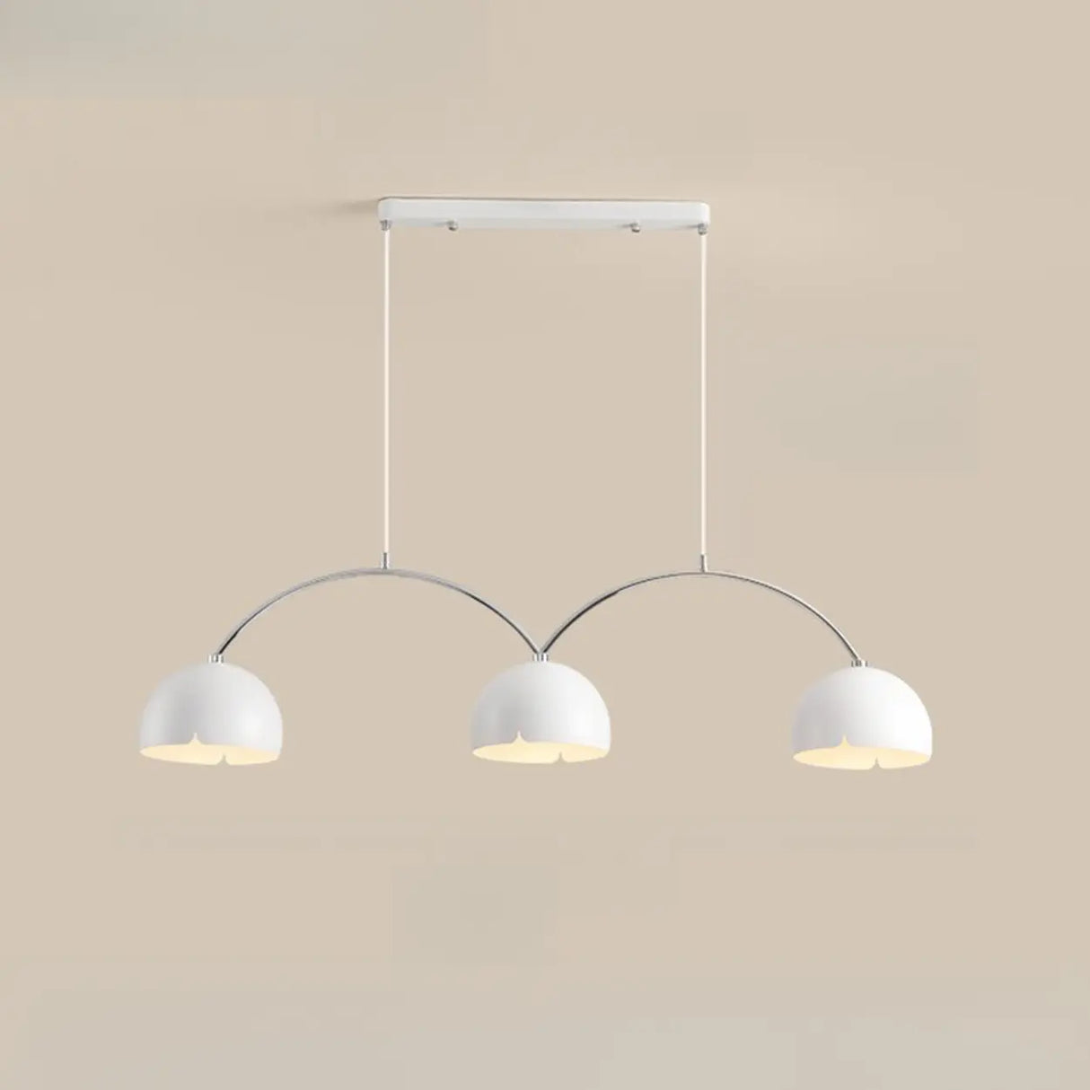 4-Light Arched and Dome White Island Pendant Light Image - 2