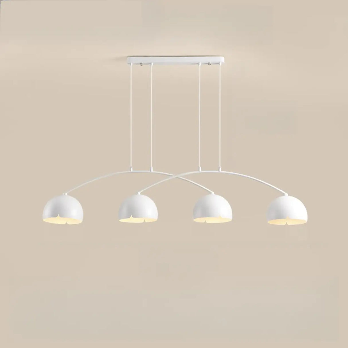 4-Light Arched and Dome White Island Pendant Light Image - 3