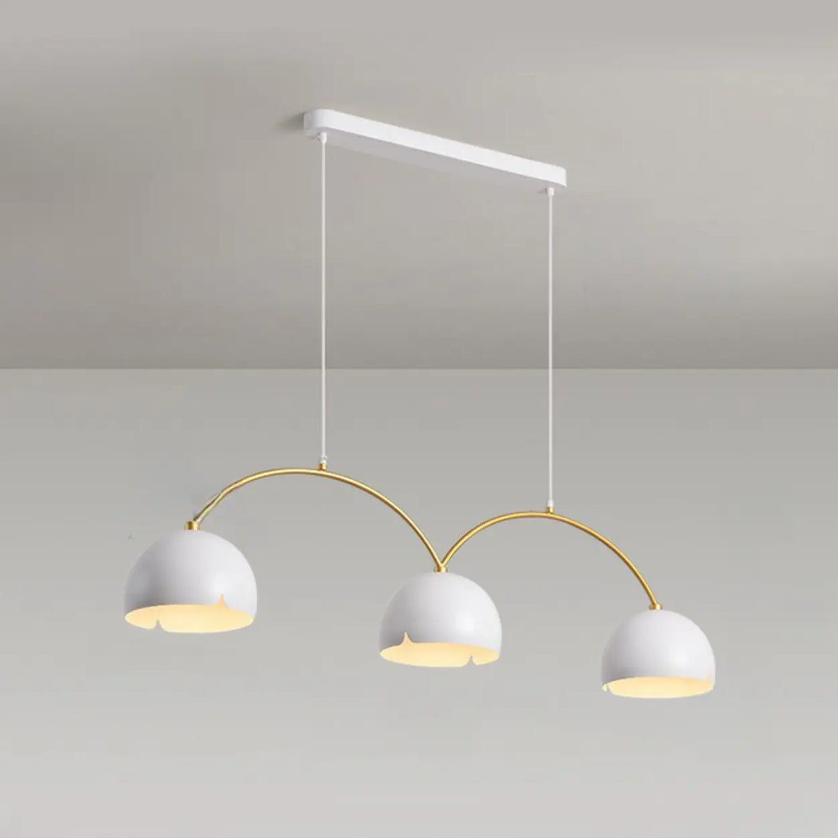 4-Light Arched and Dome White Island Pendant Light Image - 5