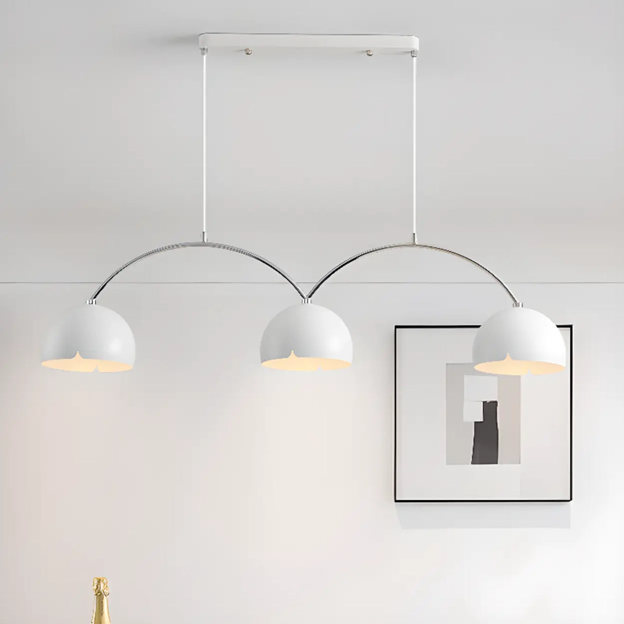 4-Light Arched and Dome White Island Pendant Light Image - 6