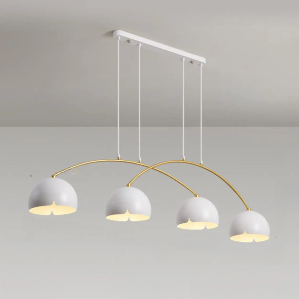 4-Light Arched and Dome White Island Pendant Light Image - 7