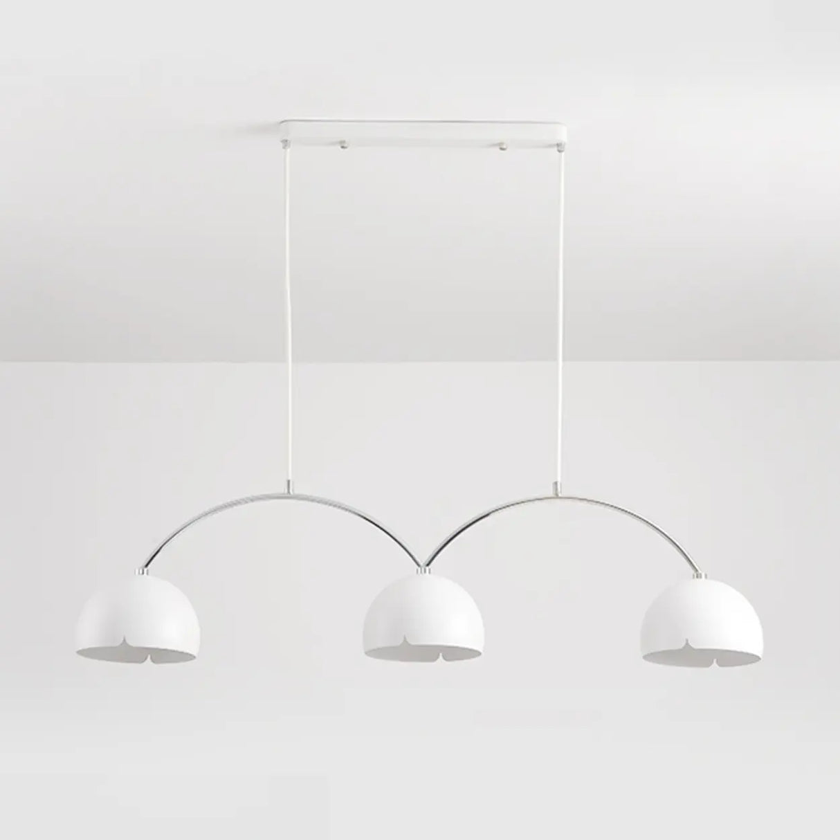 4-Light Arched and Dome White Island Pendant Light Image - 9