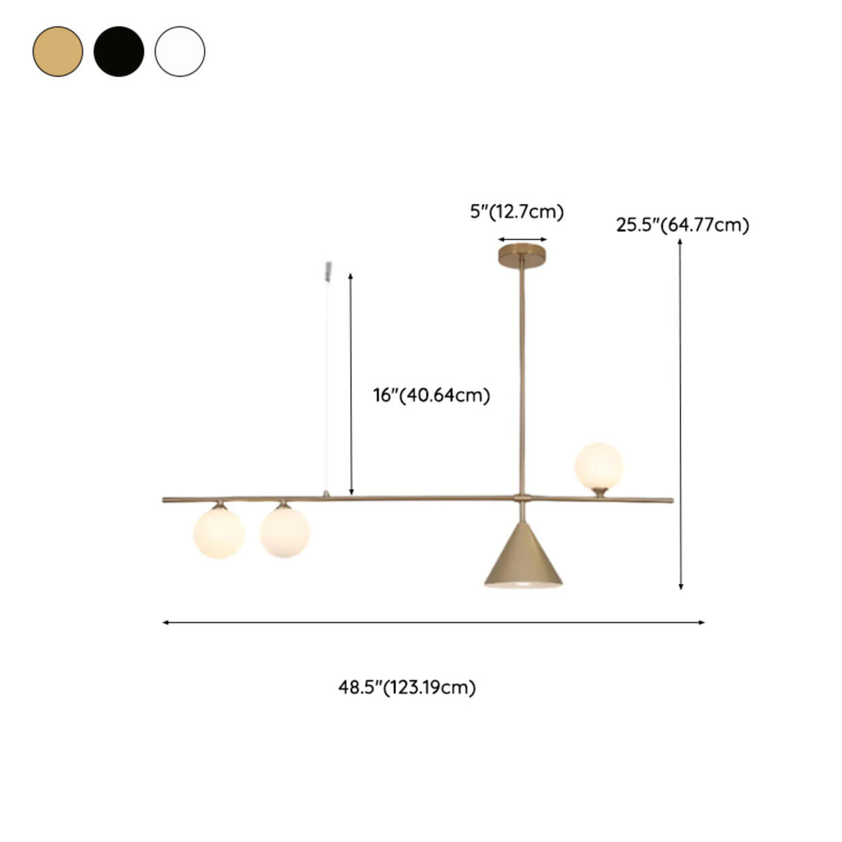 4-Light Cone and Globe Modern Island Pendant Light