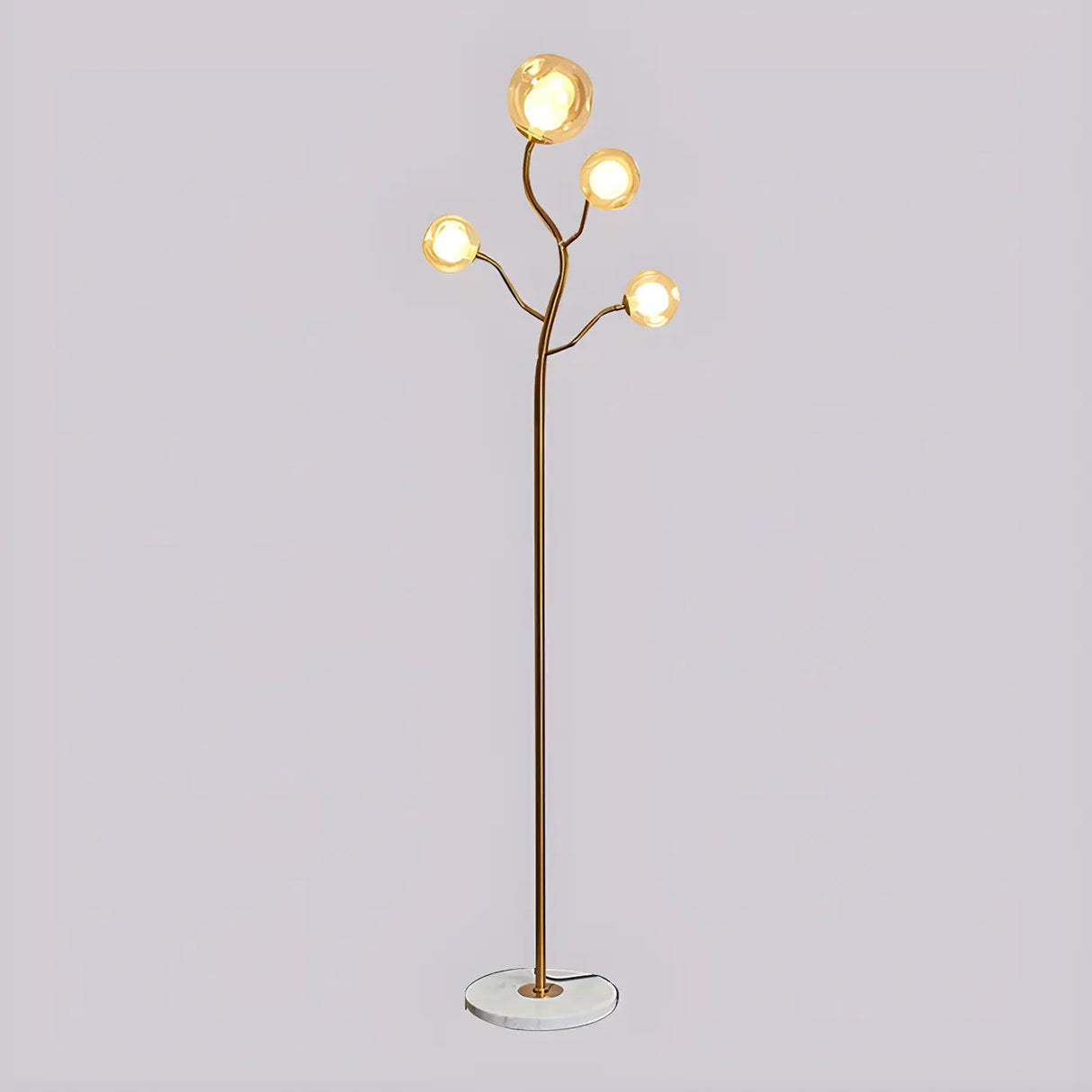 4-Light Modern Glod Tree Glass Globe LED Floor Lamp Image - 10