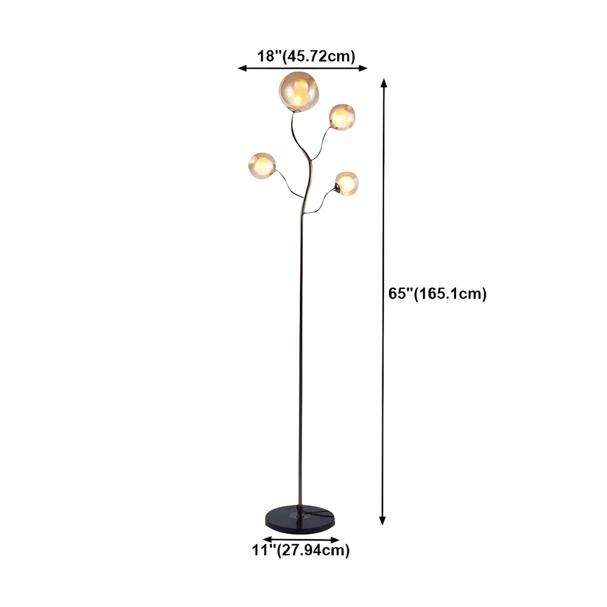 4-Light Modern Glod Tree Glass Globe LED Floor Lamp Image - 7