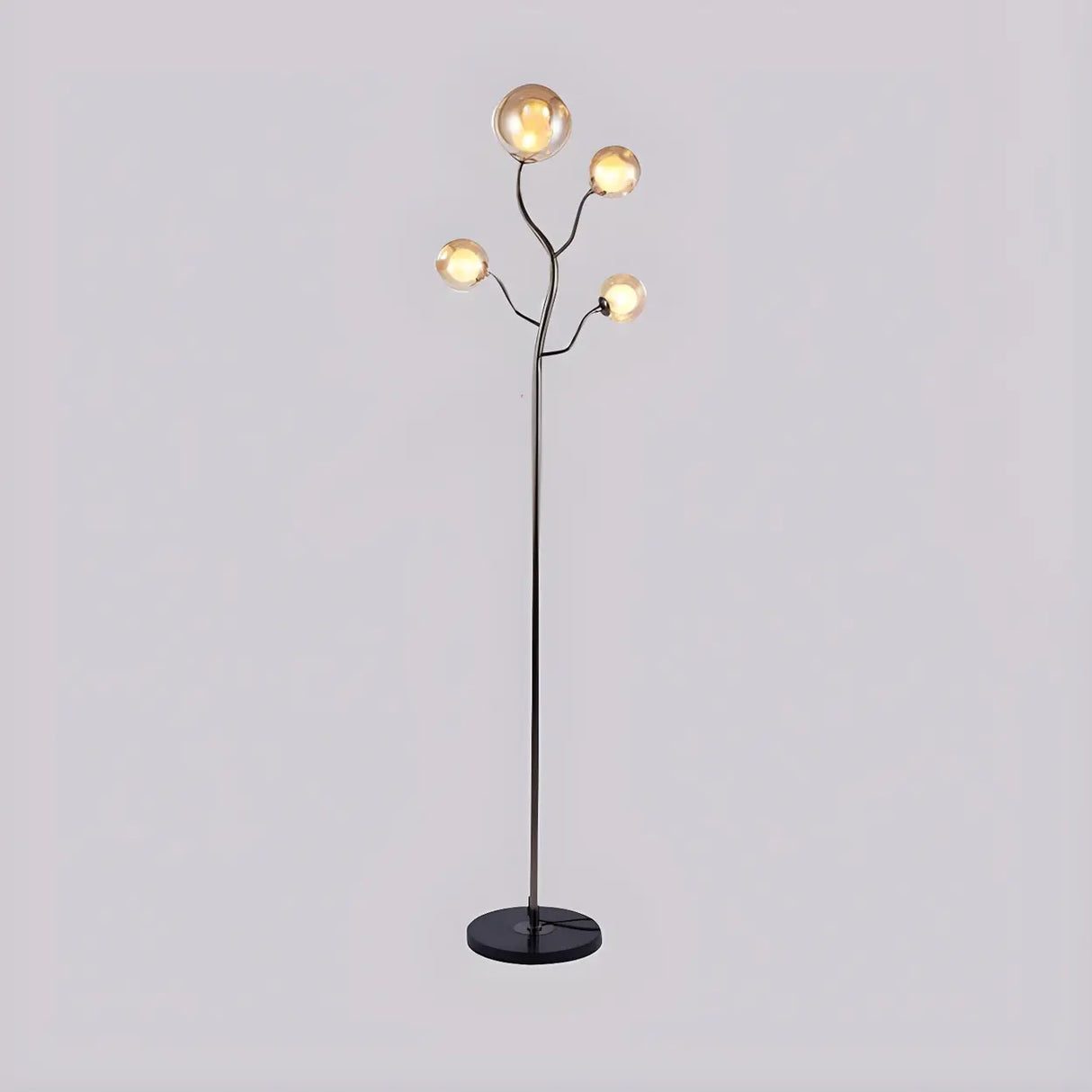 4-Light Modern Glod Tree Glass Globe LED Floor Lamp Image - 8