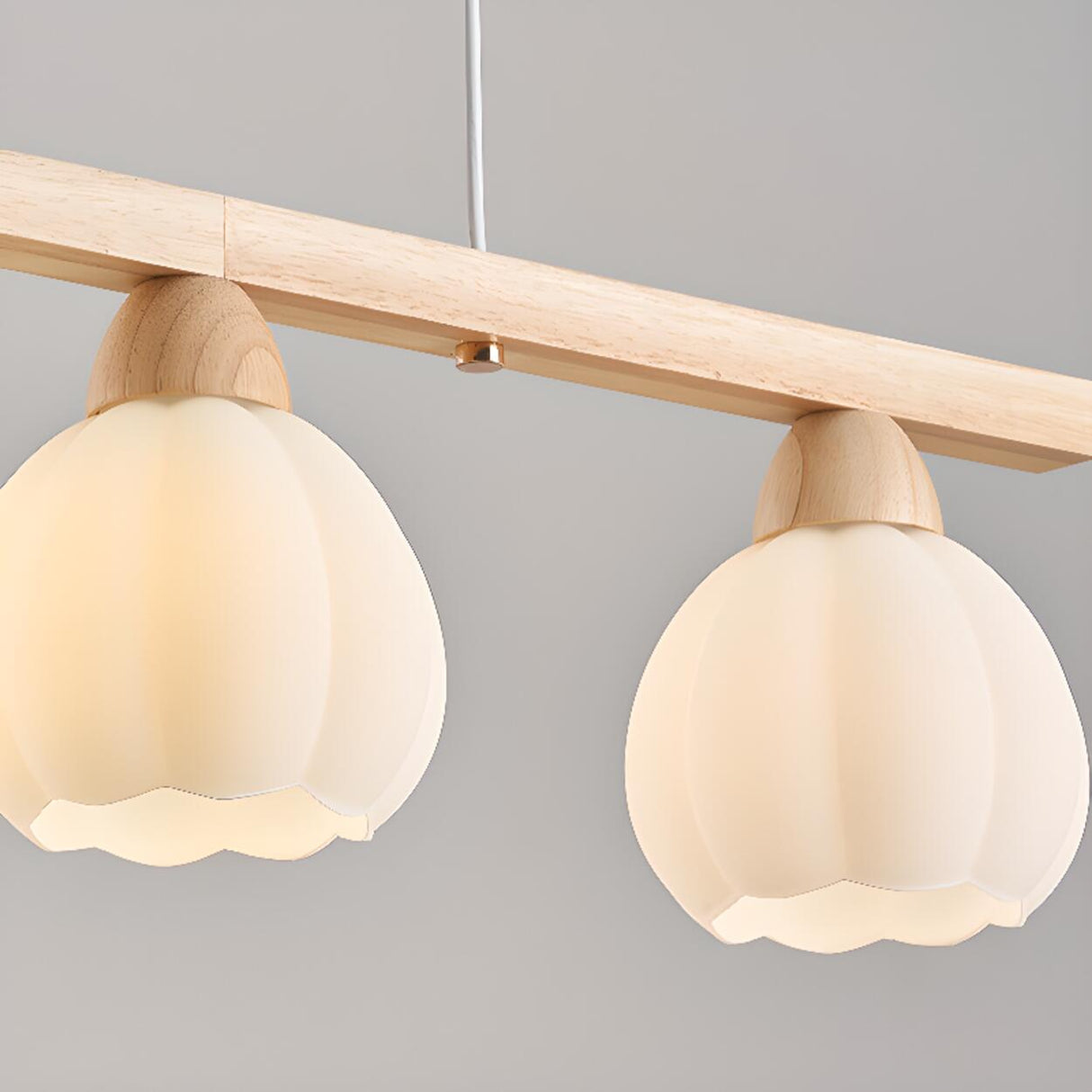 4-Light Pumpkin Wooden Modern Island Pendant Light Image - 13