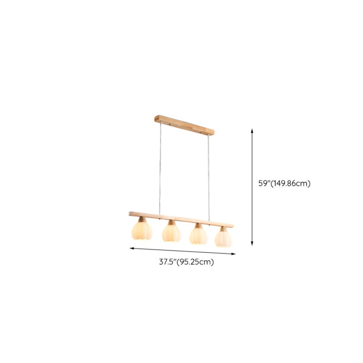 4-Light Pumpkin Wooden Modern Island Pendant Light Image - 17