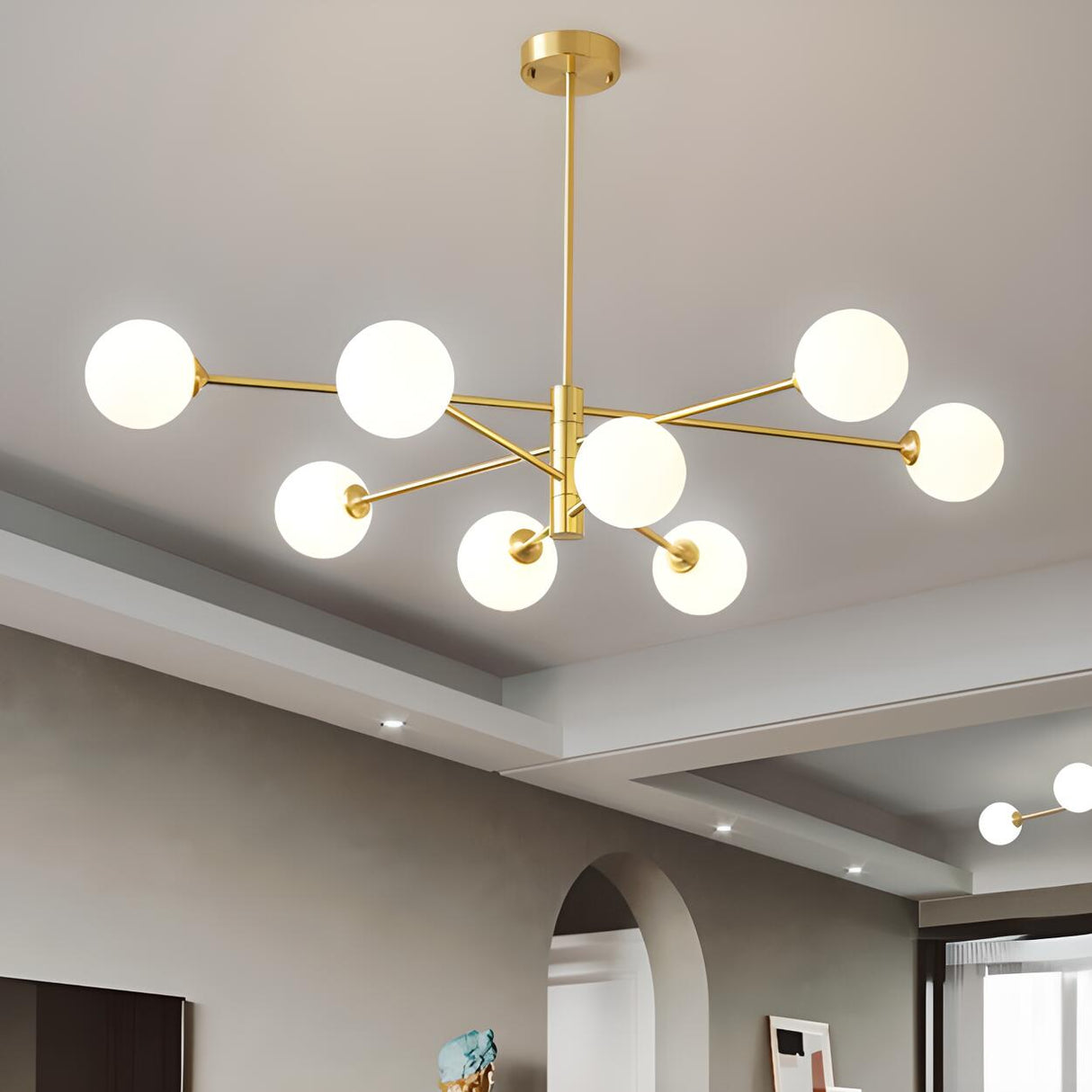 4 Tiers Modern Multi-Arm Ball Glass Chandelier Image - 3