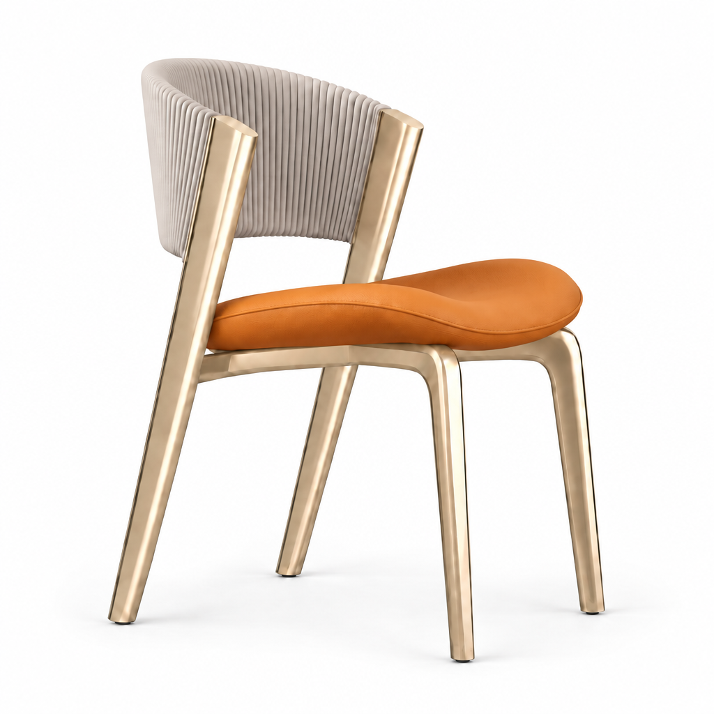 Curved Back Faux Leather Metal Dining Chair