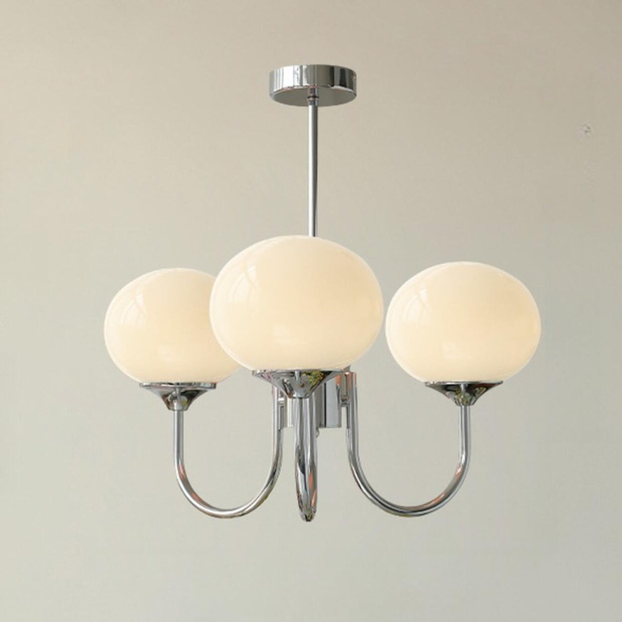 5-Light Modern Brass and Glass Globe Pink Chandelier Image - 11