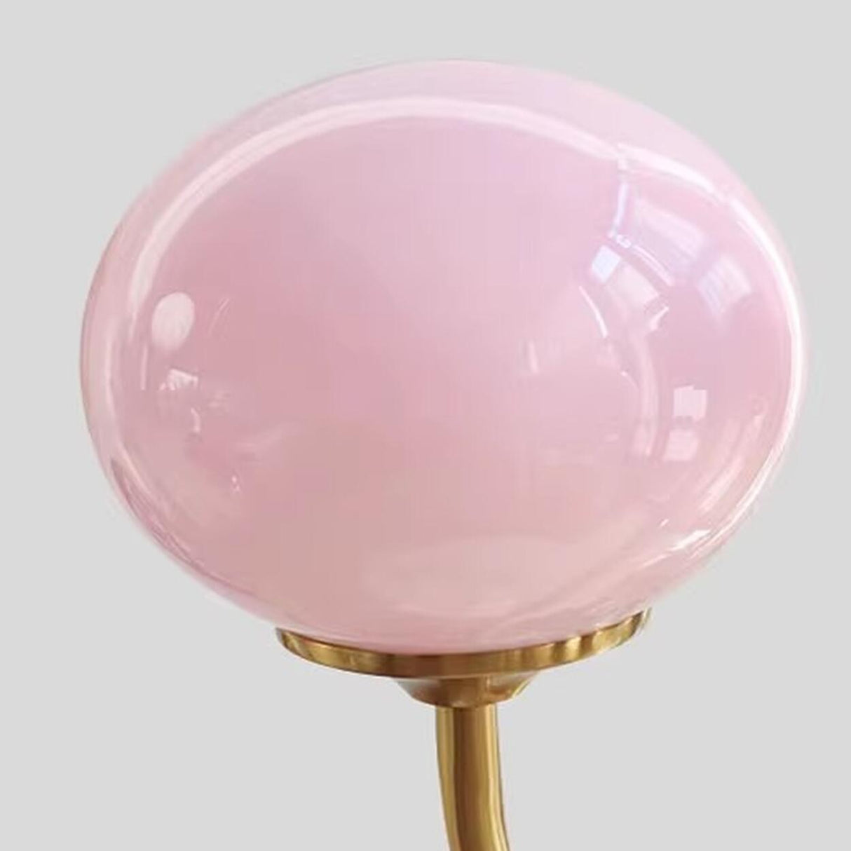 5-Light Modern Brass and Glass Globe Pink Chandelier Image - 15