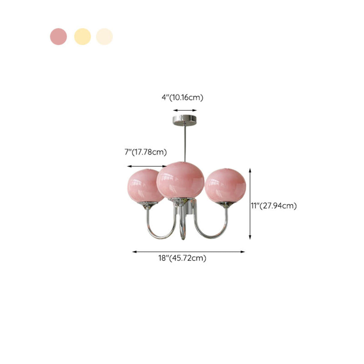 5-Light Modern Brass and Glass Globe Pink Chandelier
