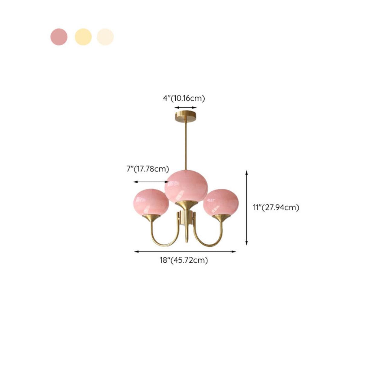 5-Light Modern Brass and Glass Globe Pink Chandelier Image - 18