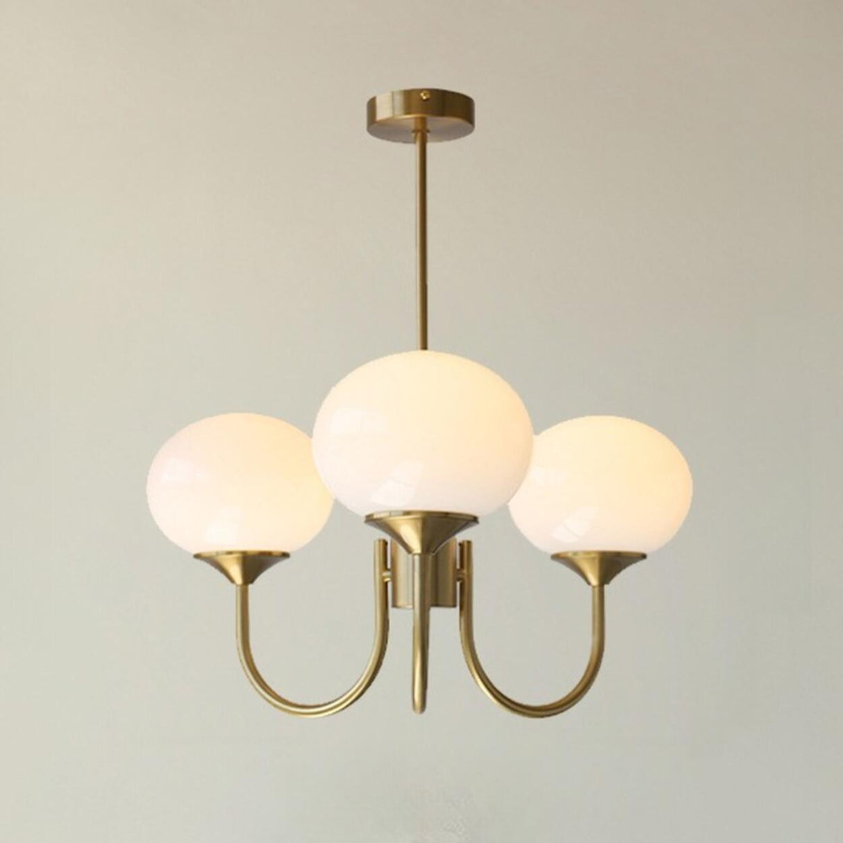 5-Light Modern Brass and Glass Globe Pink Chandelier Image - 8