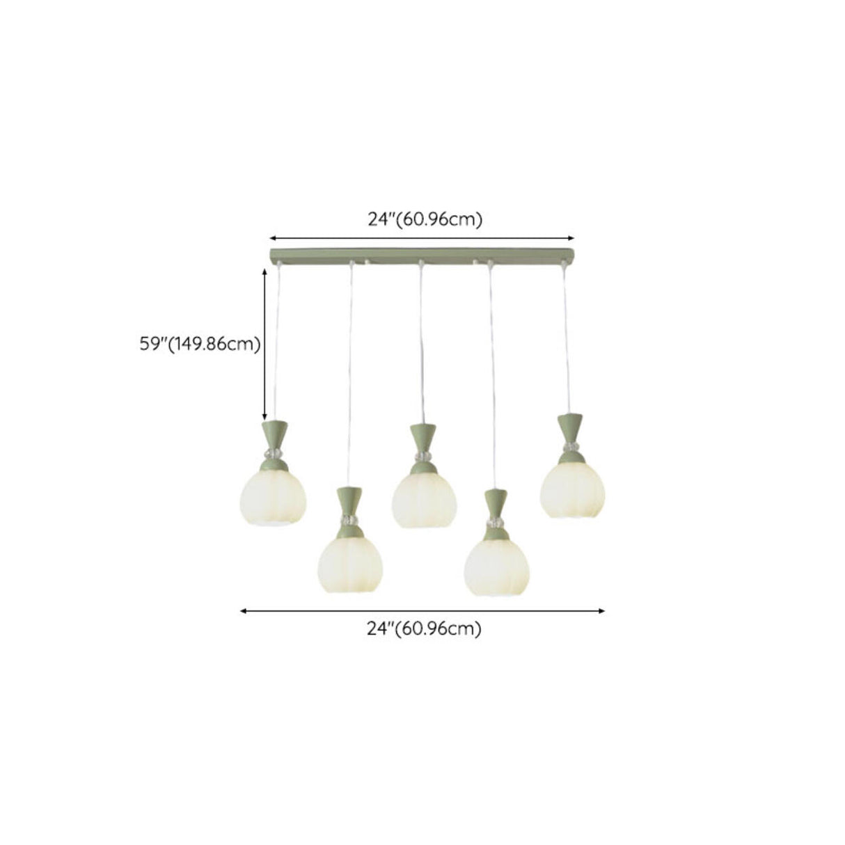 5-Light Modish Green Floral Island Chandelier Light Image - 13