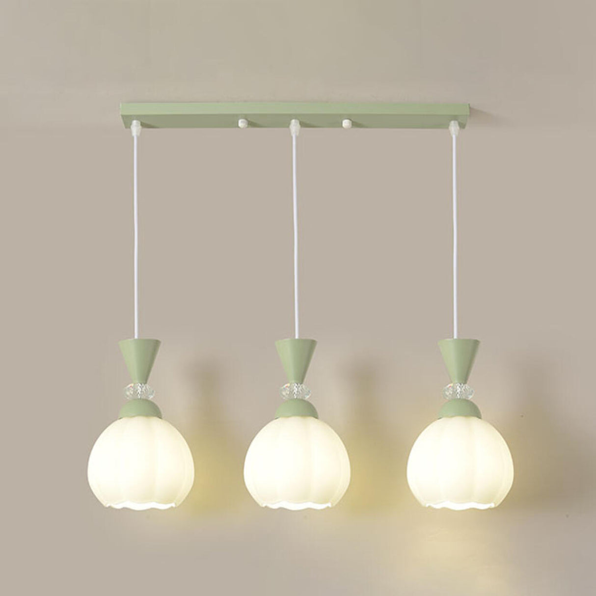 5-Light Modish Green Floral Island Chandelier Light Image - 6