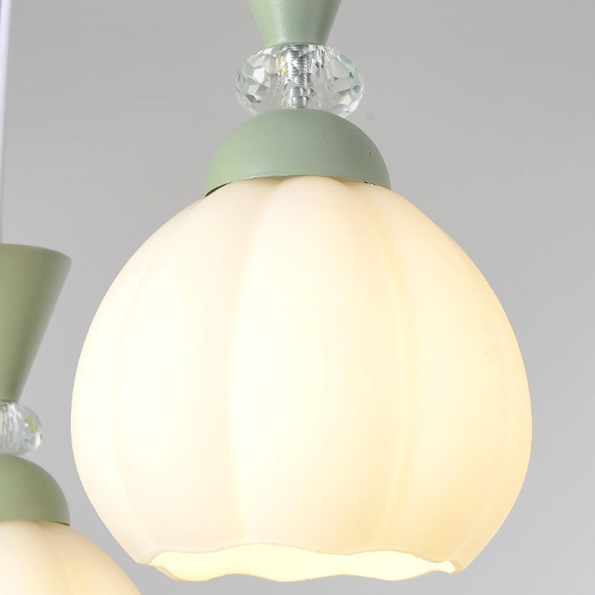 5-Light Modish Green Floral Island Chandelier Light Image - 9