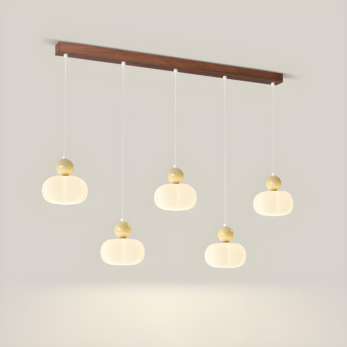 5-Light Trendy Red Globe and Pumpkin Island Hanging Light Image - 5