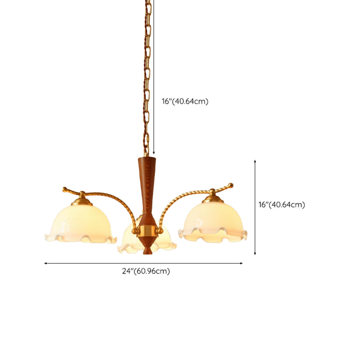 5 Light Vintage Glass White Flower Chandelier