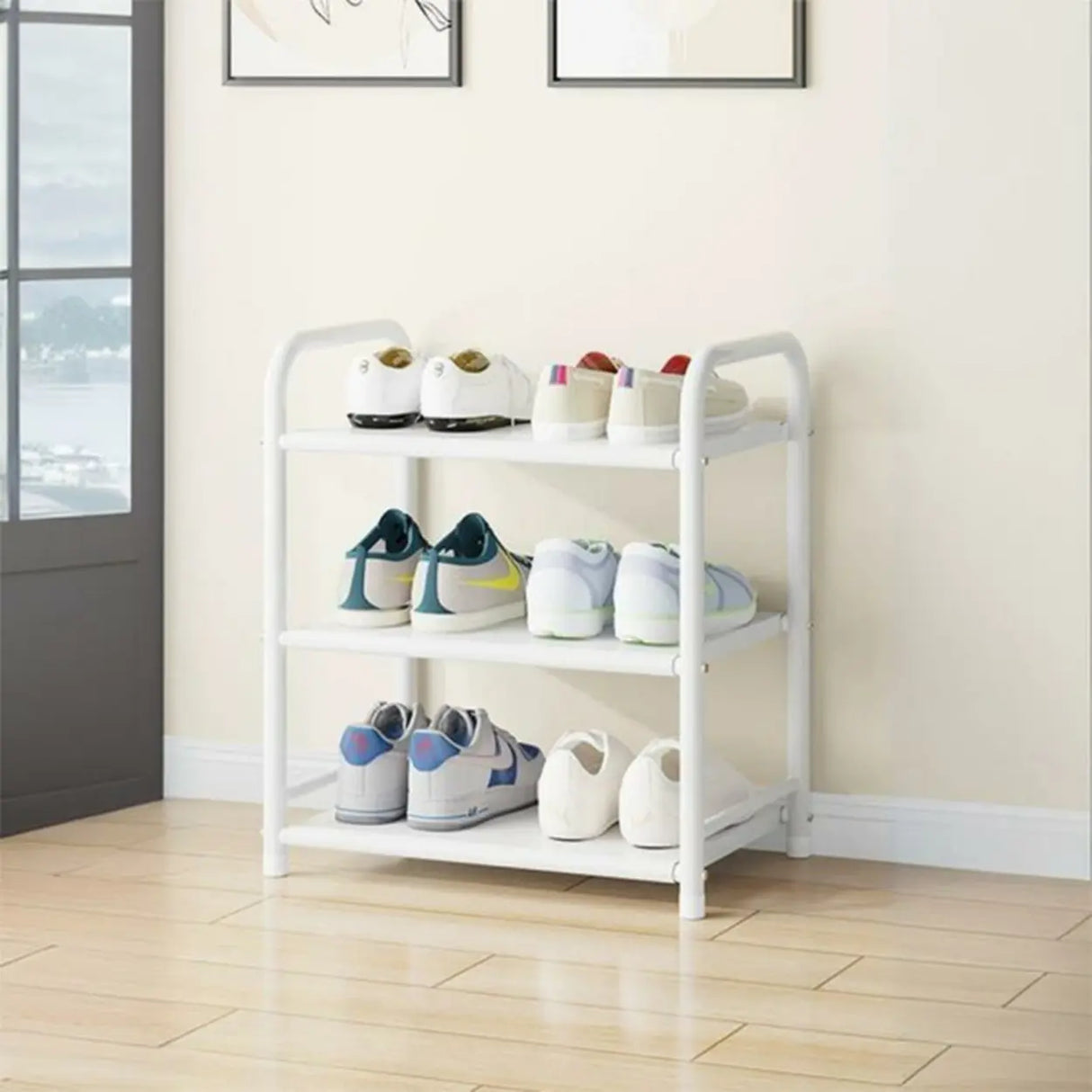 5-Tier Adjustable Shelves Metal Floor Black Large Shoe Rack Image - 20