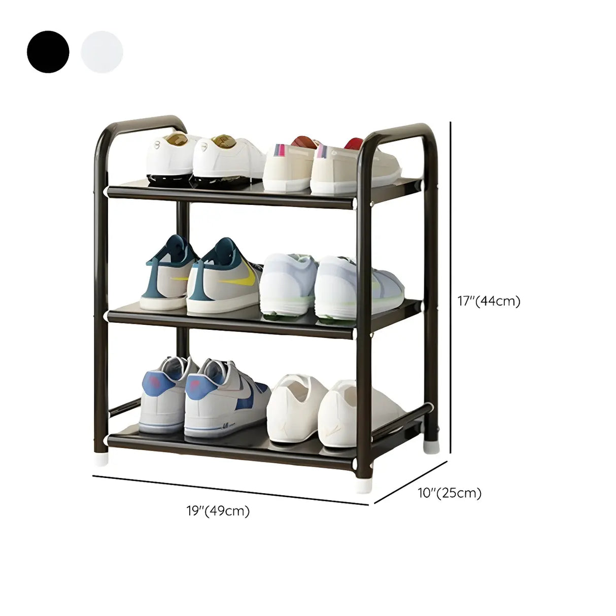 5-Tier Adjustable Shelves Metal Floor Black Large Shoe Rack