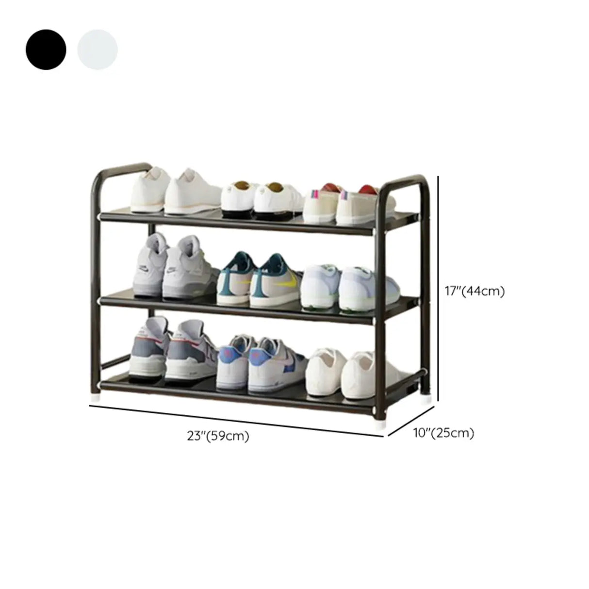 5-Tier Adjustable Shelves Metal Floor Black Large Shoe Rack Image - 22