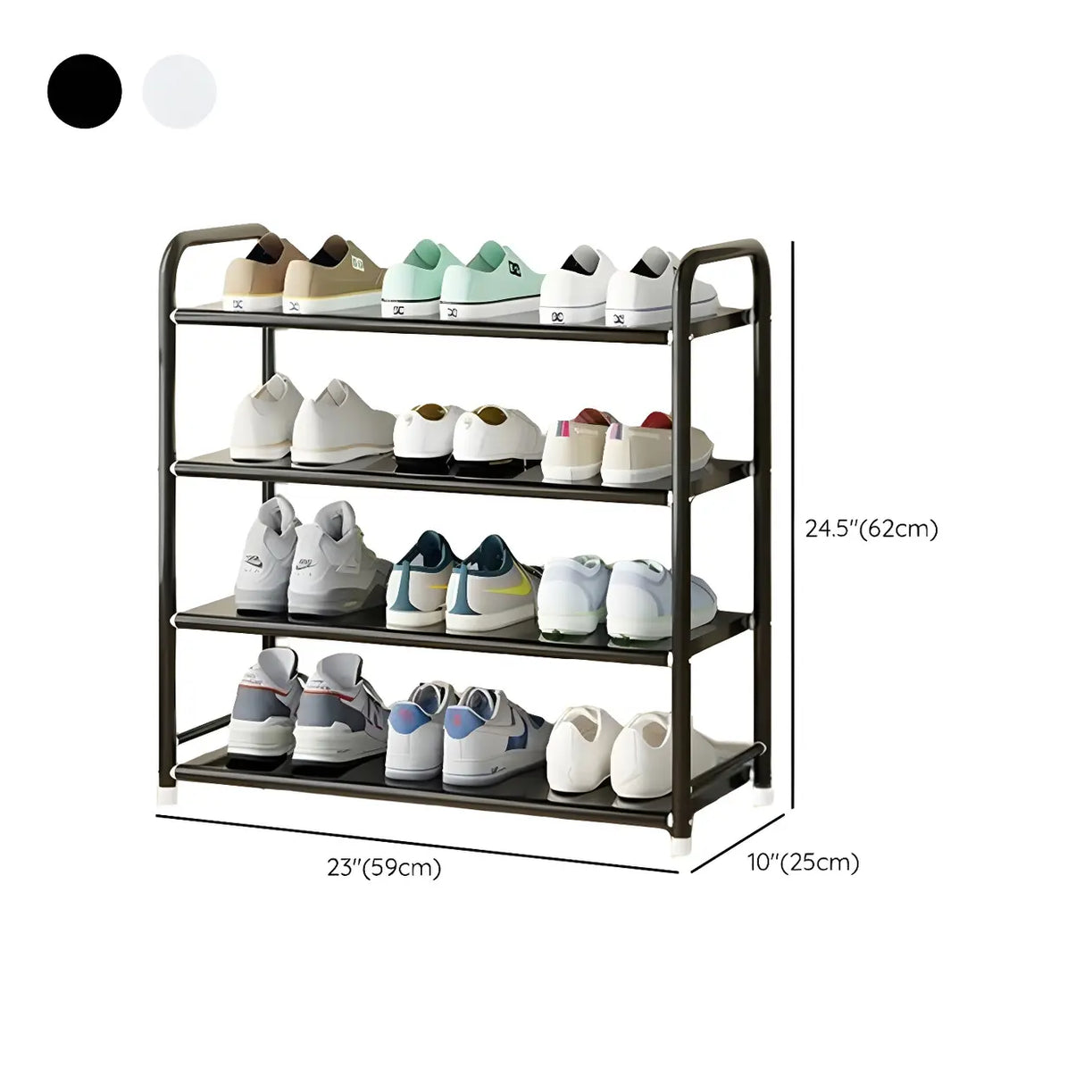 5-Tier Adjustable Shelves Metal Floor Black Large Shoe Rack Image - 23