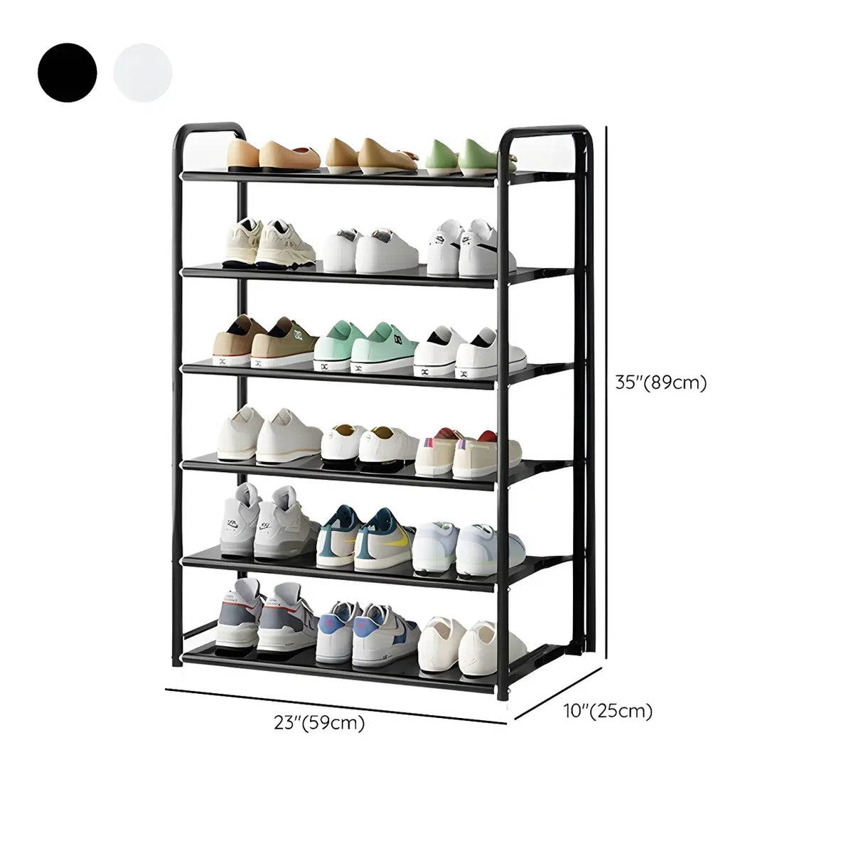 5-Tier Adjustable Shelves Metal Floor Black Large Shoe Rack Image - 25