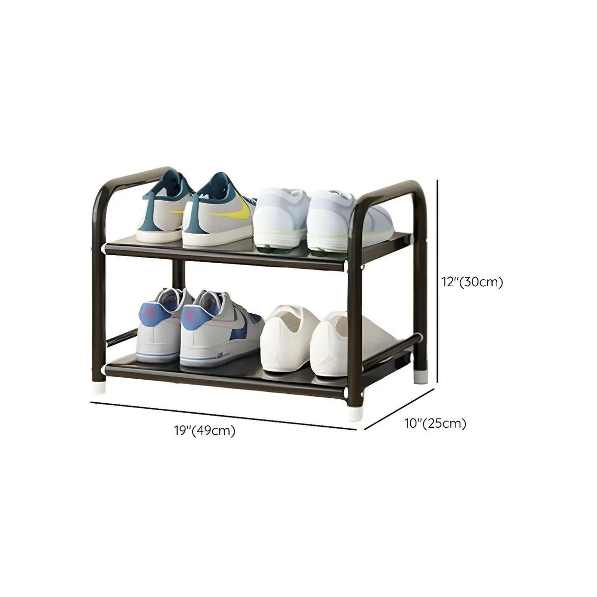 5-Tier Adjustable Shelves Metal Floor Black Large Shoe Rack Image - 26