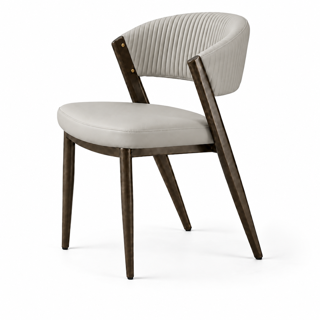 Curved Back Faux Leather Metal Dining Chair