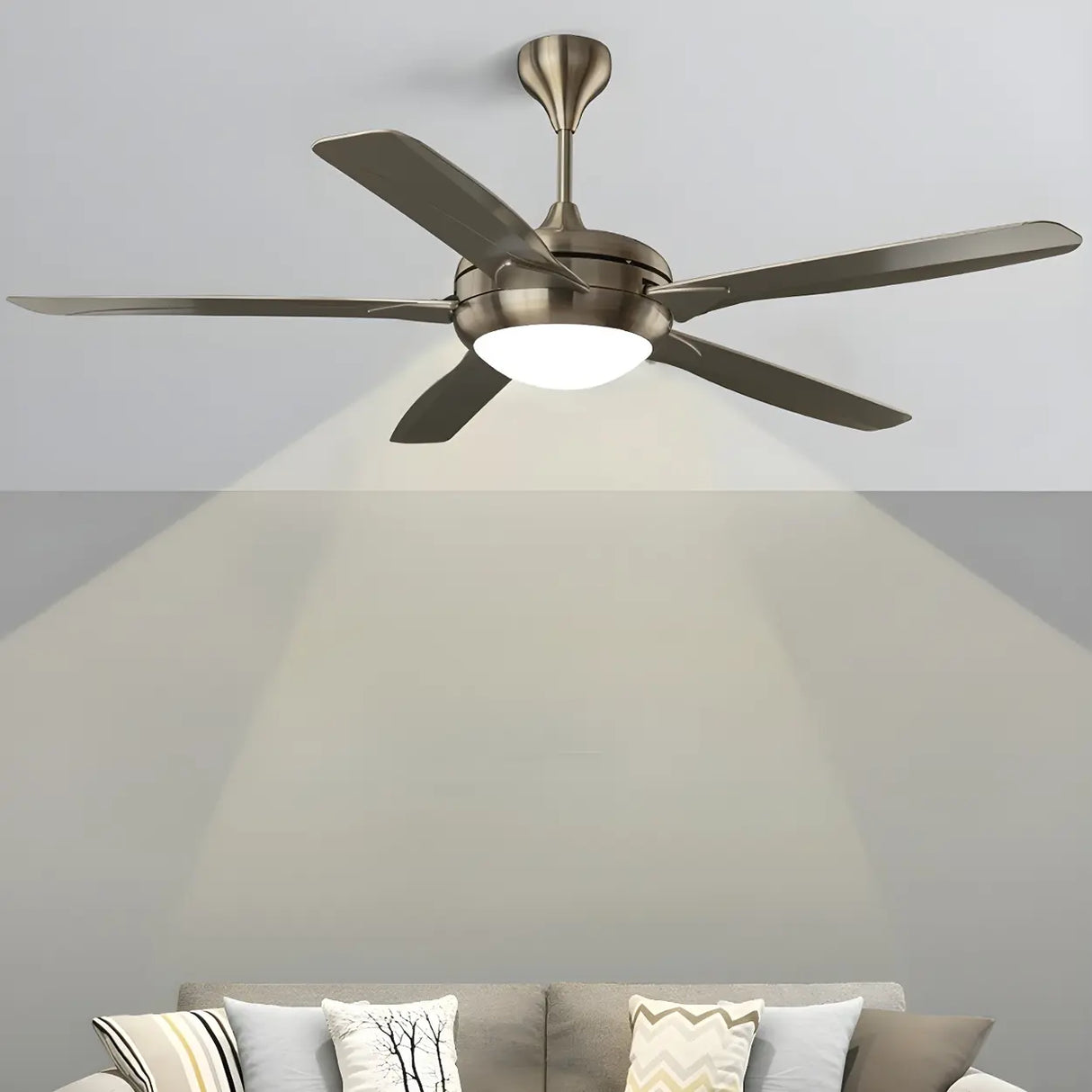 57 Inch Modern Living Room Metal Ceiling Fan with Light Image - 3