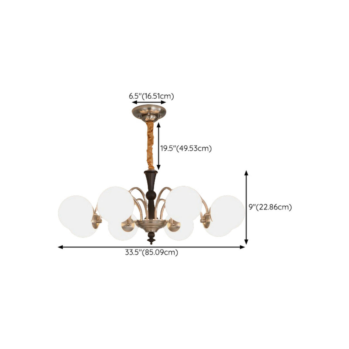 6-Light Classic Black and Gold Globe Chandelier Image - 13