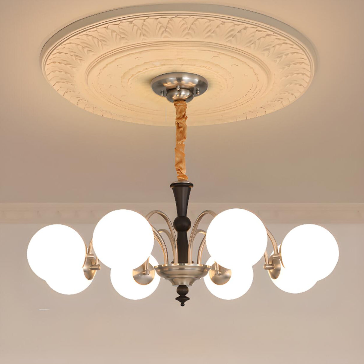 6-Light Classic Black and Gold Globe Chandelier Image - 3