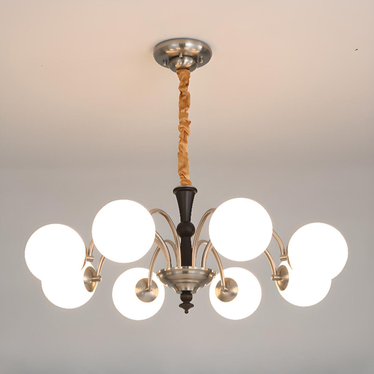 6-Light Classic Black and Gold Globe Chandelier Image - 6