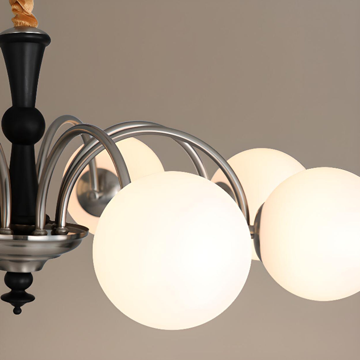 6-Light Classic Black and Gold Globe Chandelier Image - 7